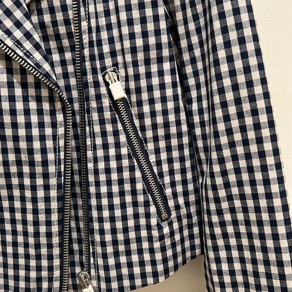 J Crew Gingham Pattern Biker-Inspired Jacket - Size 2. New without tags. - Picture 4 of 7